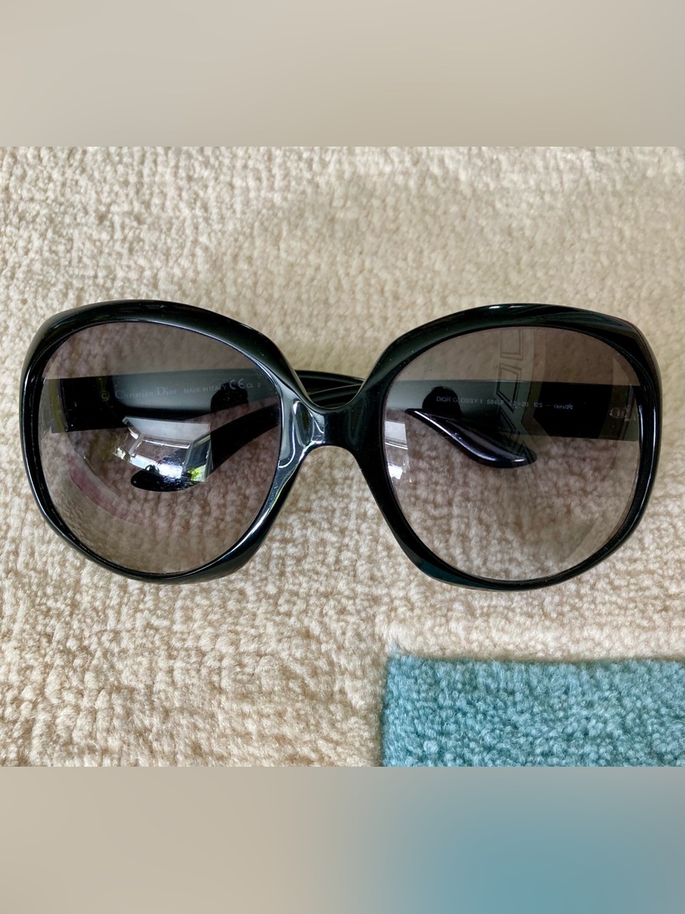 Dior Glossy 1 Black Oversized Round Sunglasses Y2K Vintage Designer Italy